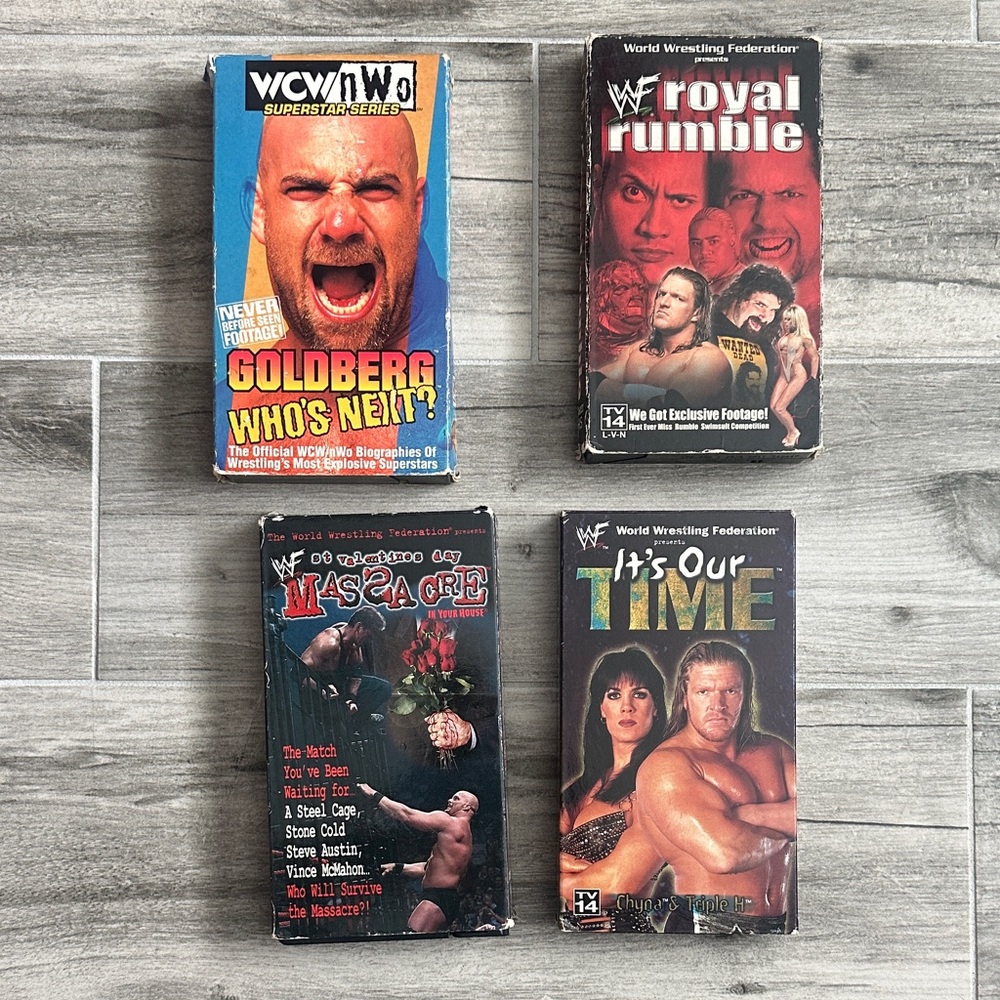 Wrestling VHS Set with Black and Red Covers